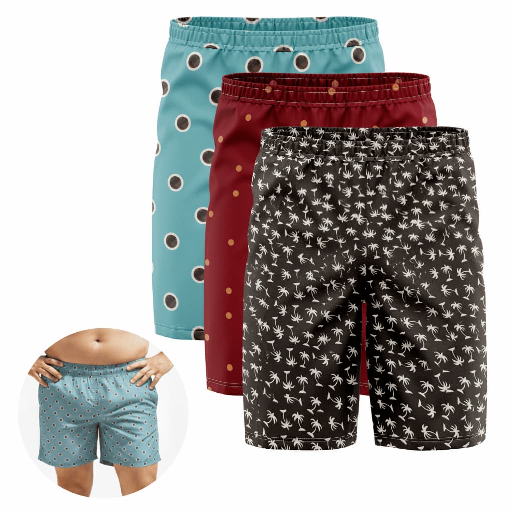 Kit 03 Cuecas Samba Canção Plus Size EXGG Malha Fria