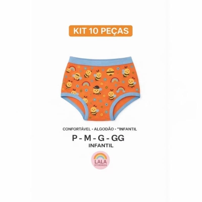 Kit 10 Calcinhas Box Shortinho Infantil Confortável Algodão Menina Roupinha