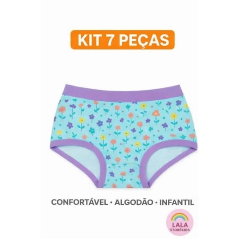 Kit 07 Calcinhas Box Shortinho Infantil Confortável Algodão Menina Roupinha