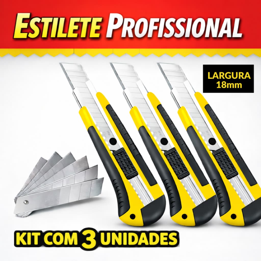 Estilete 18mm Profissional Ergonômico Emborrachado Ergonômico