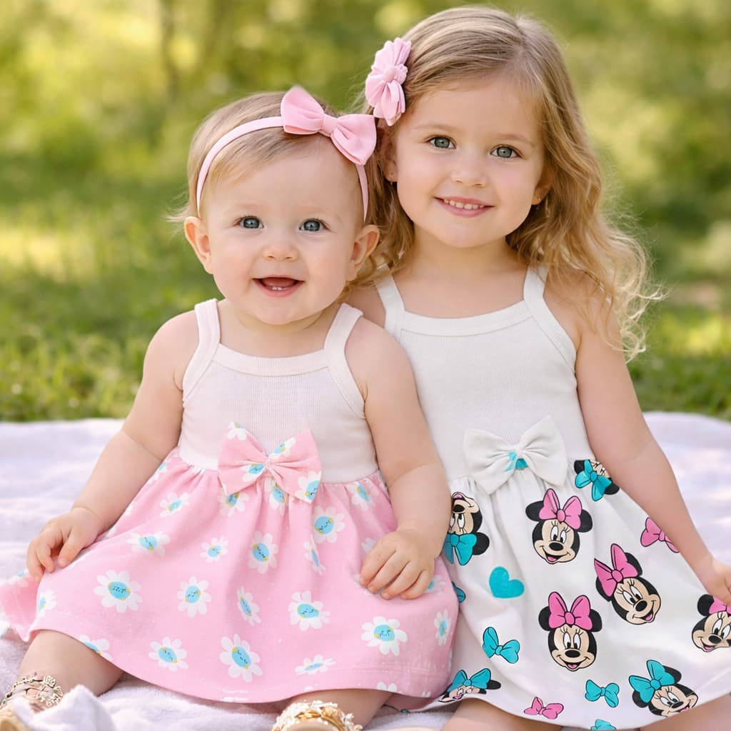 Vestido Infantil Bebê Menina de Alça e Laço Verão