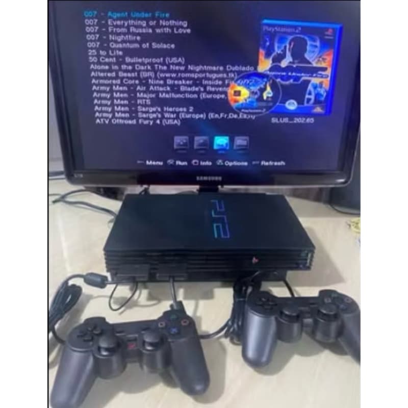 Ps2 Fat 2 Controles Cabos + 2 mil Jogos Hd 500 Gb ( Leitor Funcionado )
