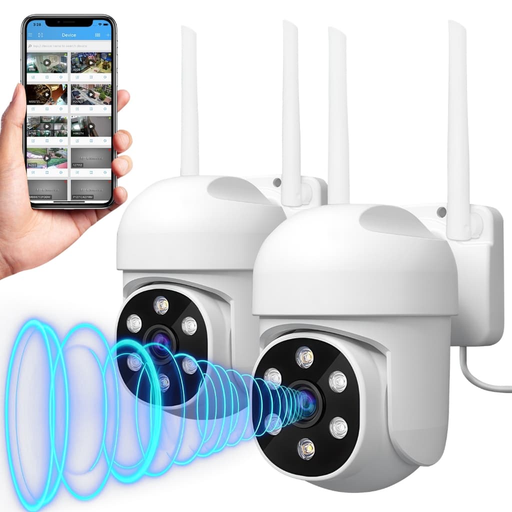 Kit 2 Câmera IP Prova D'água Infravermelho Wifi 360° Full HD App de Monitoramento IA Casa/Escritório