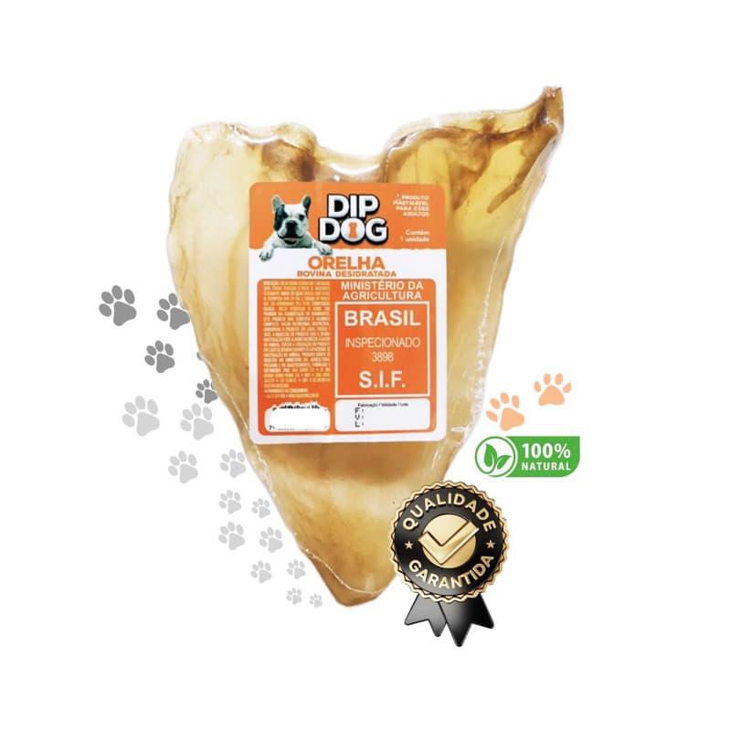 Orelha Bovina Desidratada Pet Mordedor Petisco Natural