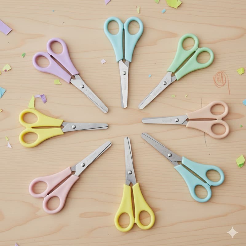 TESOURA ESCOLAR 13CM CANDY LOVERS TONS PASTEIS PONTA ARREDONDADA AÇO INOX ATÓXICA