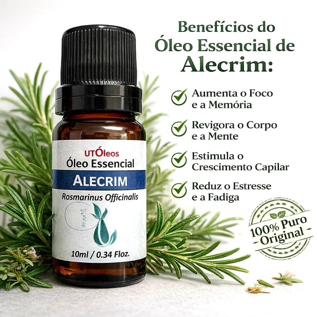 Oleo Essencial de ALECRIM 100% Puro e Natural Frasco 10ml