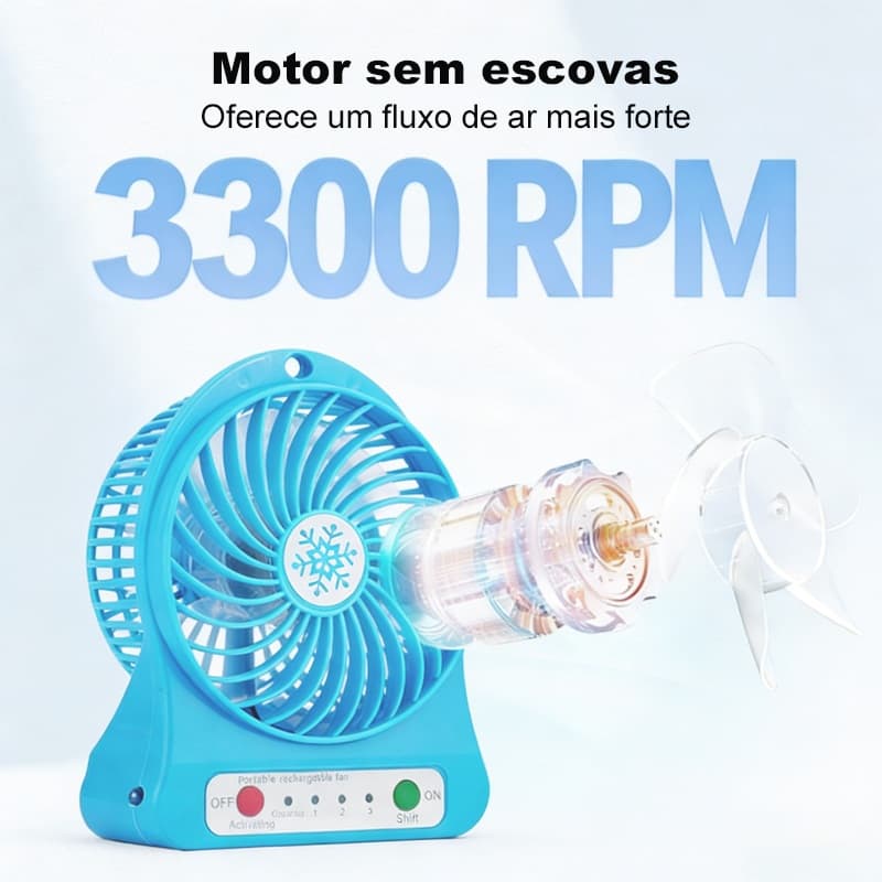 Mini Ventilador De Mesa portátil Vento Forte Sem Fio Com Bateria Recarregável