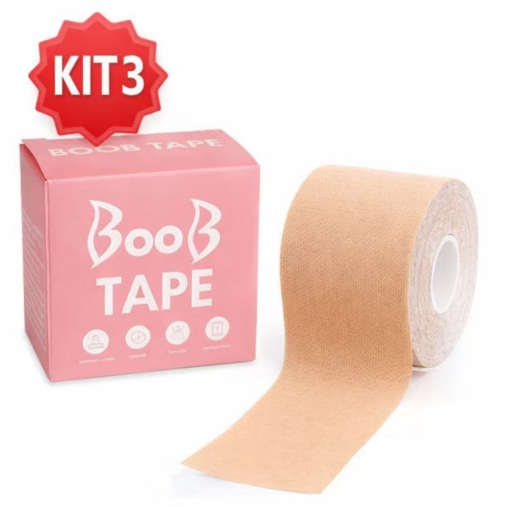 Sutiã Rolo Adesivo Levanta Peito Seio Fita Boob Tape Invisível-Bob Tape Levanta Seios-5 Metro-Nude Sutiã Rolo Ades