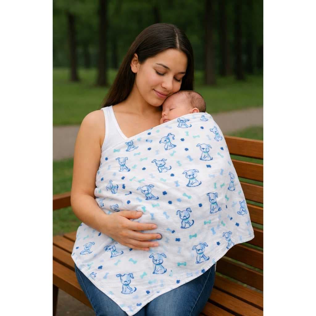 Kit 5 Fralda de Ombro Estampada e Branca Grande e Macia 70cm x 70cm 100% algodão