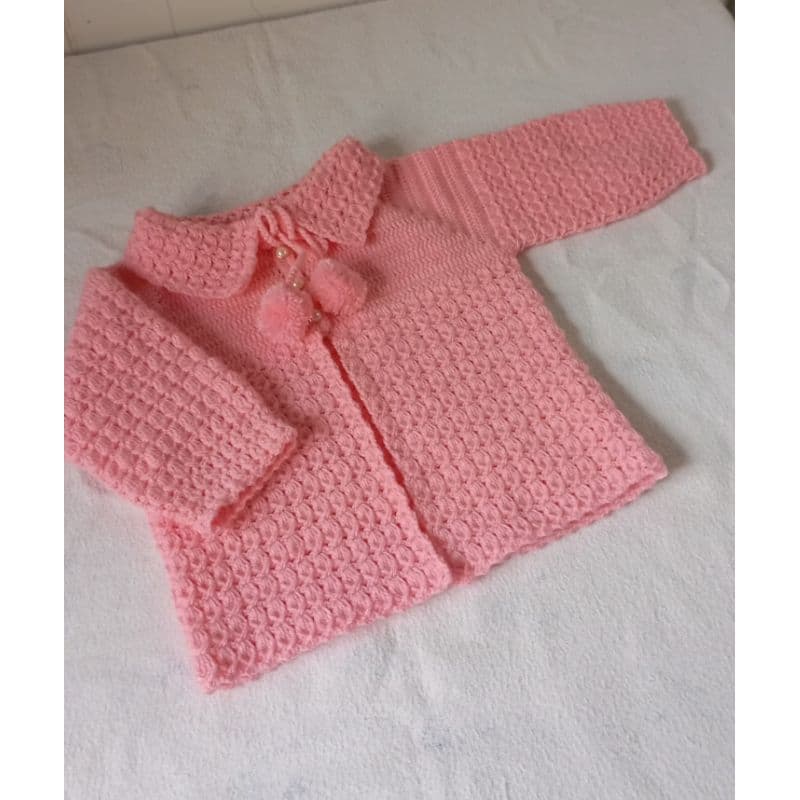 Casaquinho de Crochê Bebê Lã Antialérgica 6 a 9 Meses