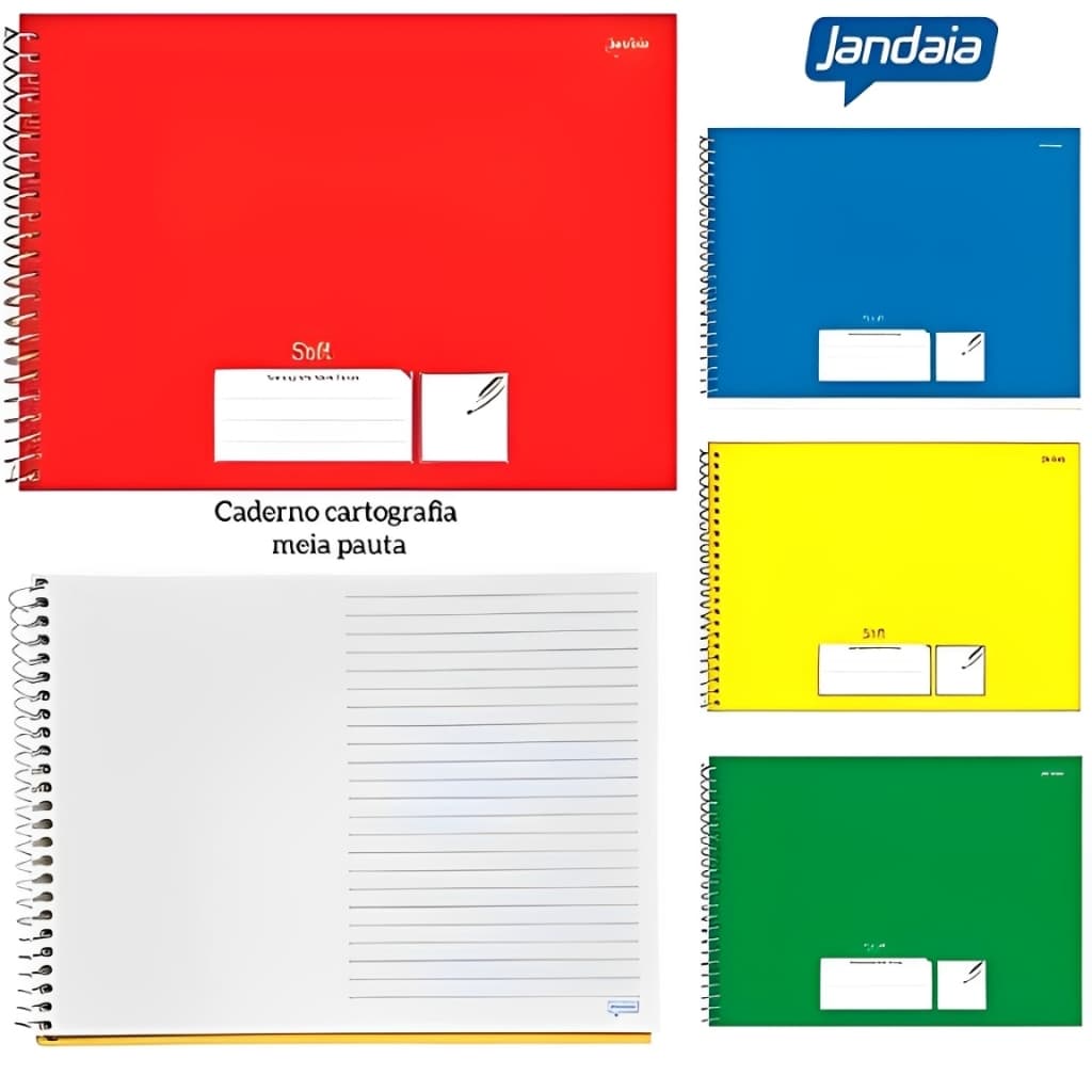 CADERNO MEIA PAUTA 80 FOLHAS (Várias Cores) ll