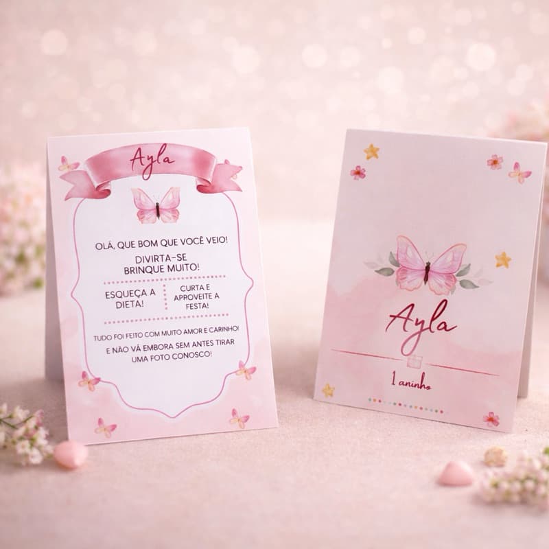 Plaquinha de agradecimento - Centro de mesa JARDIM DAS BORBOLETAS (FAZEMOS TODOS OS TEMAS/ ENVIO IMEDIATO