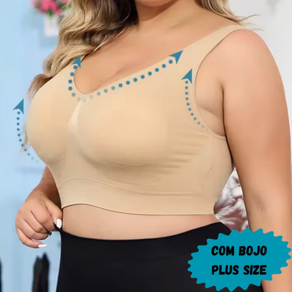 Top Sutiã COM BOJO Removível Plus Size Tamanho Grande Confortável