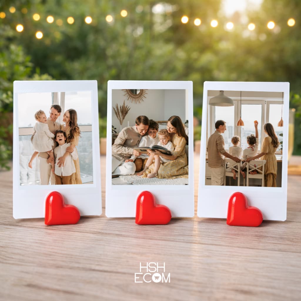 Kit 10 Suporte Porta Retrato Base Coração para Foto Polaroid Cartão Menu Decoração Casamento Dia Das Mães