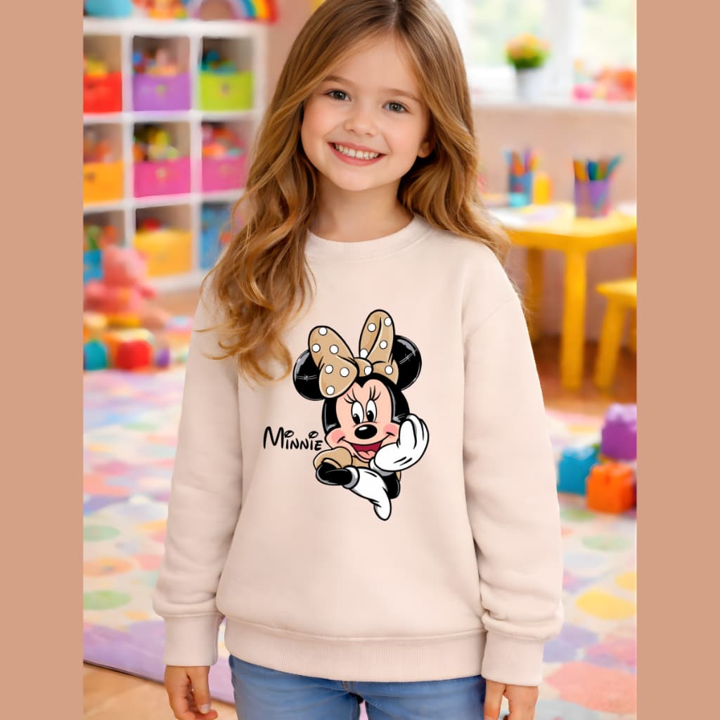 Moletom Infantil Menina Minnie Mouse Bege Flanelado 02 ao 12