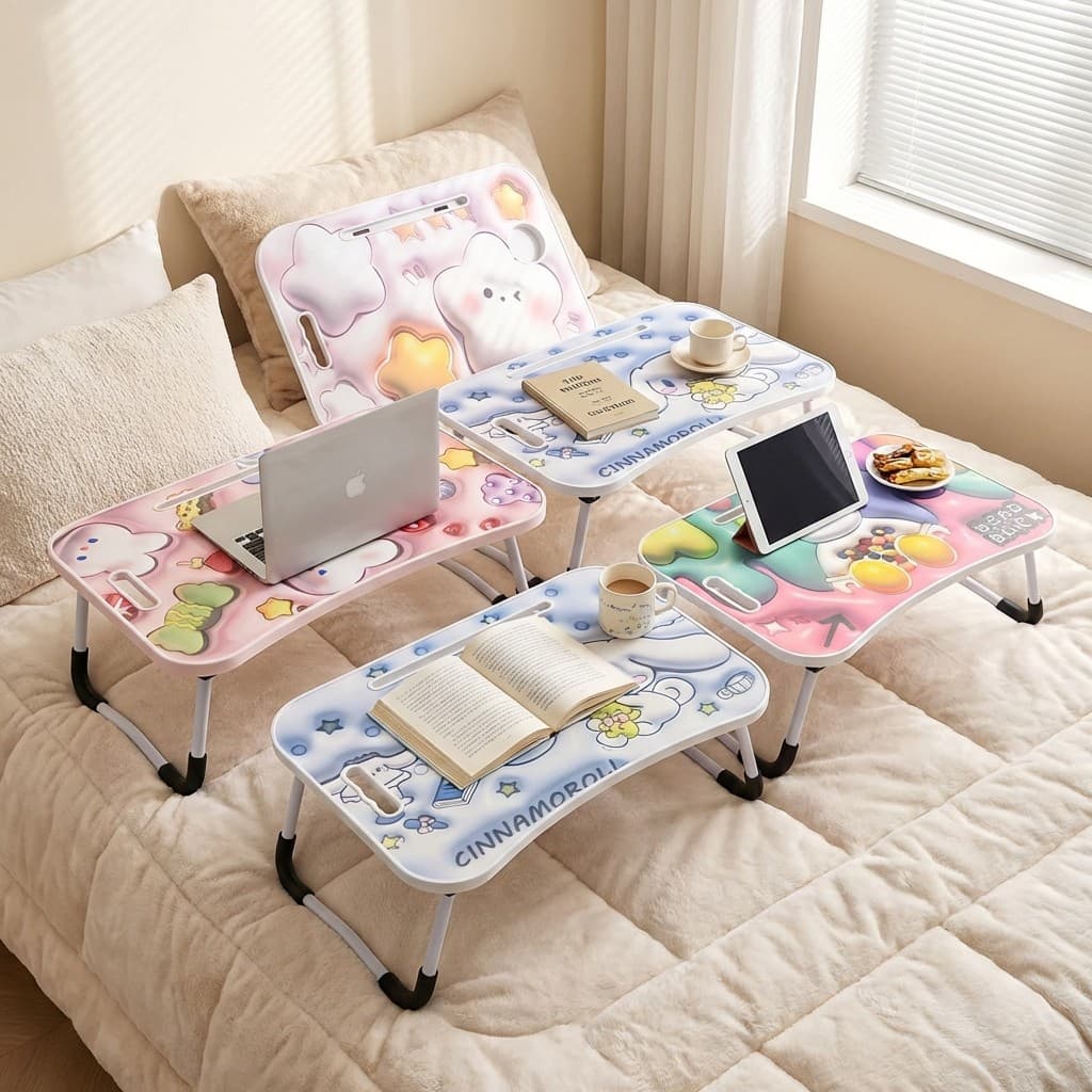 Mesa dobrável portátil com suporte para copo - ideal para laptop e estudo