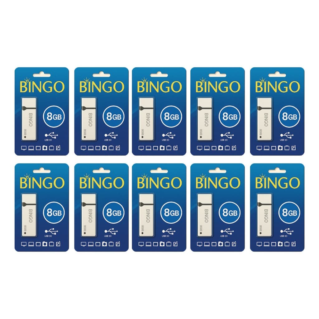 Kit C/10 Pen Drive Bingo 8gb Usb 2.0 Branco Branco