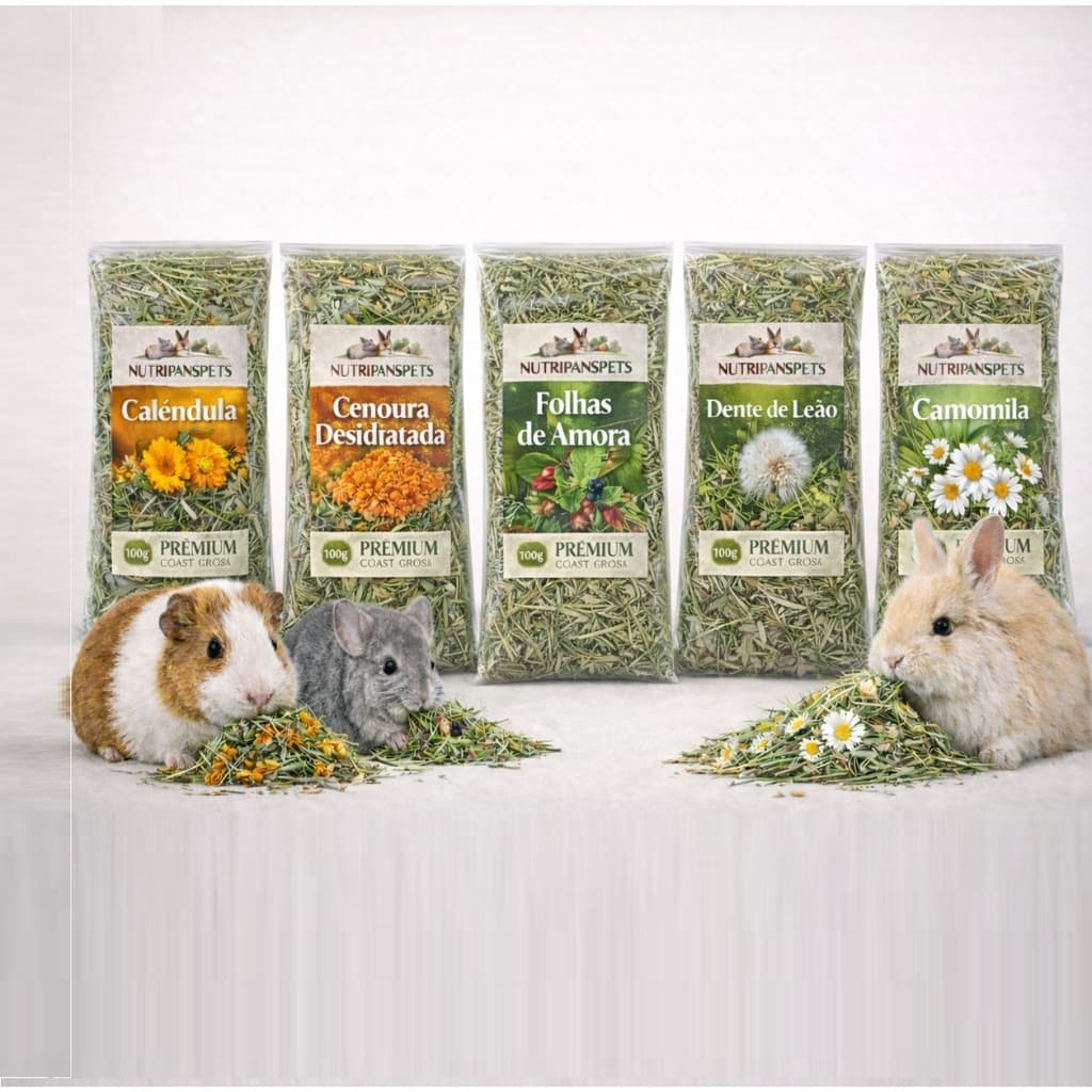 Kit 05 Feno Saborizados Verão 100G NUTRIPANSPETS