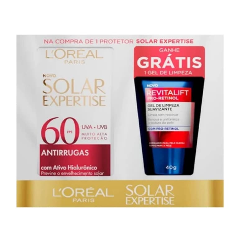 Kit L'Oréal: Protetor Solar FPS 60 + Gel de Limpeza