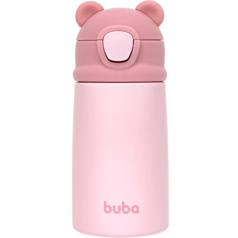 1un Copo Térmico Buba Treinamento Parede Dupla Infantil 320ml Ursinho ROSA