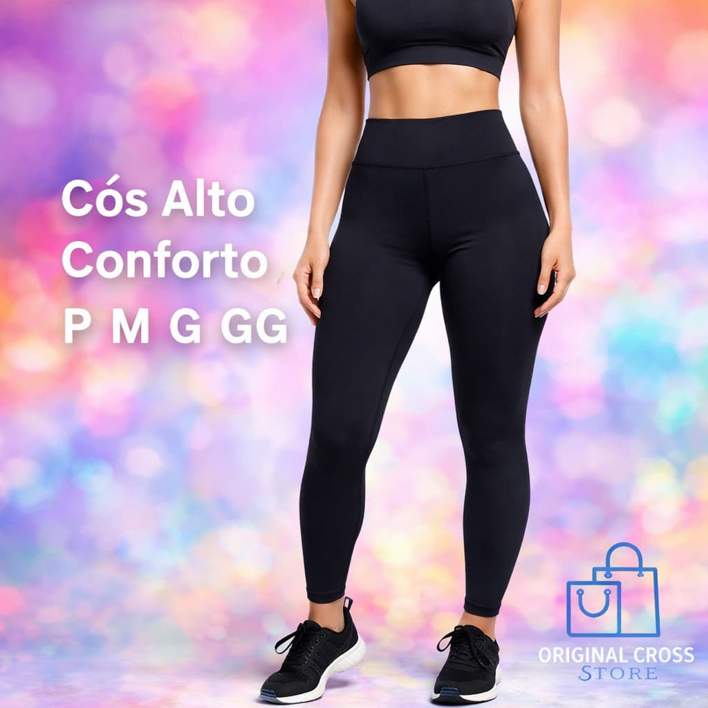 Calça Legging Feminina Cós Alto Lisa Conforto Academia Dia a Dia
