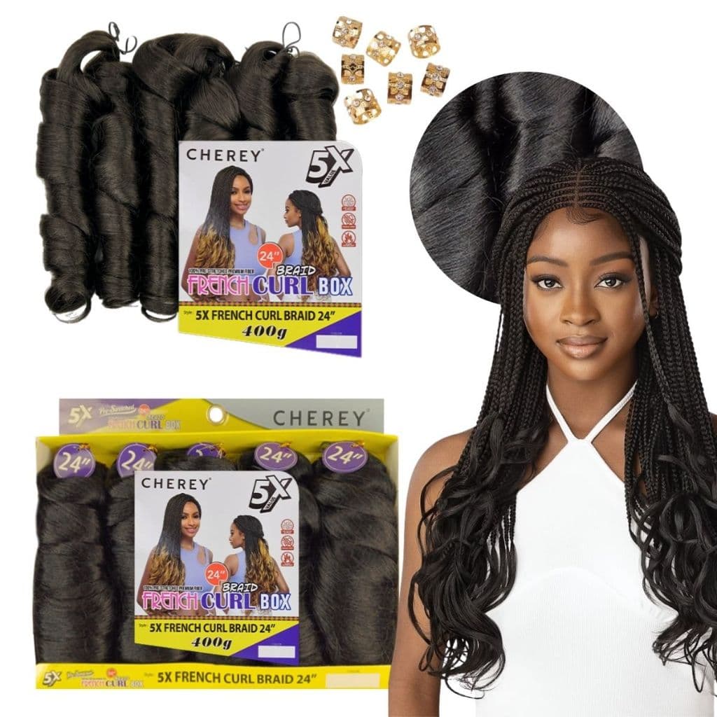 Cabelo French Curl Cherey 400g Liso Ondulado Para Tranças Premium
