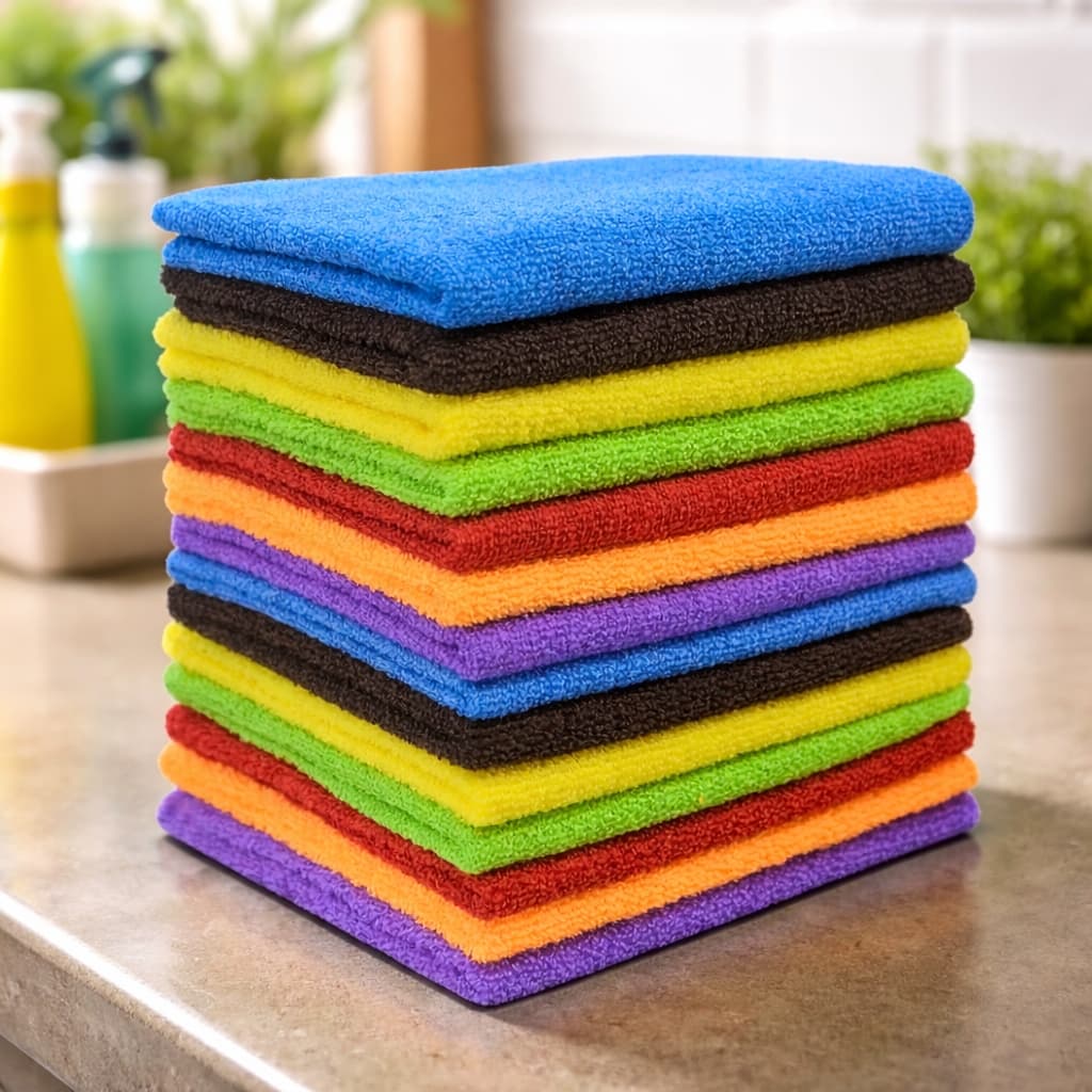 Kit 10 Panos de Microfibra 40x60cm Multiuso Limpeza Doméstica e Automotiva Não Arranha Super Macio