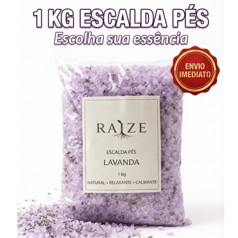 Escalda Pés 1kg Natural Relaxante | Sais de Banho P/ Lembrancinha e Spa dos Pés Kit Lavanda Camomila