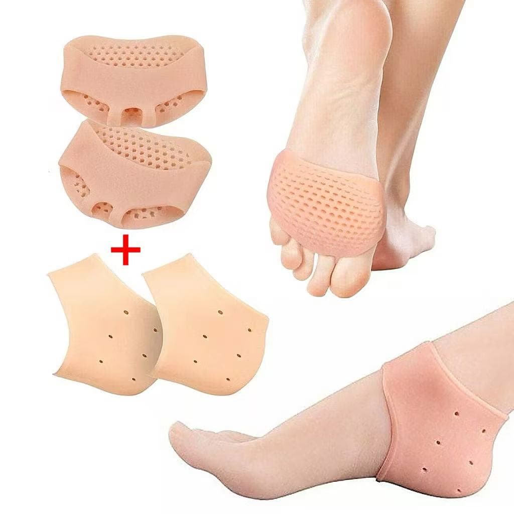 KIT Par de Meia Palmilha Silicone Gel Protecao Ortopedica Esporao Calcanhar Tamanho Unico Palmilha + Par Prot