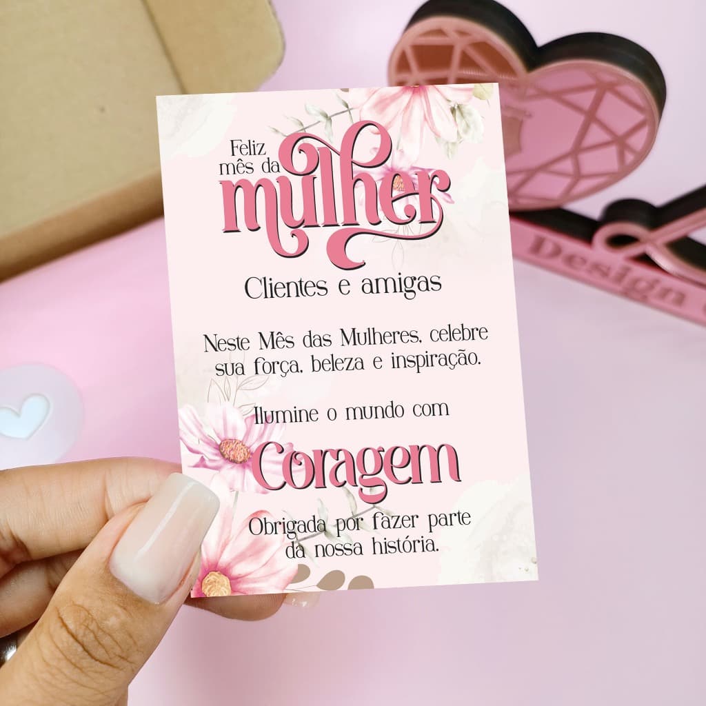 Até 200 Folhetos Mês da Mulher - Florido - Pronta entrega 7x10cm - Dia da Mulher.