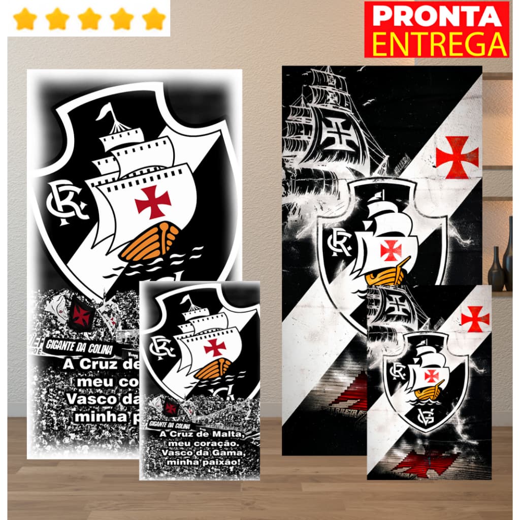 Toalha de Banho Praia e Rosto/Mão Vasco Piscina Felpa Estampada