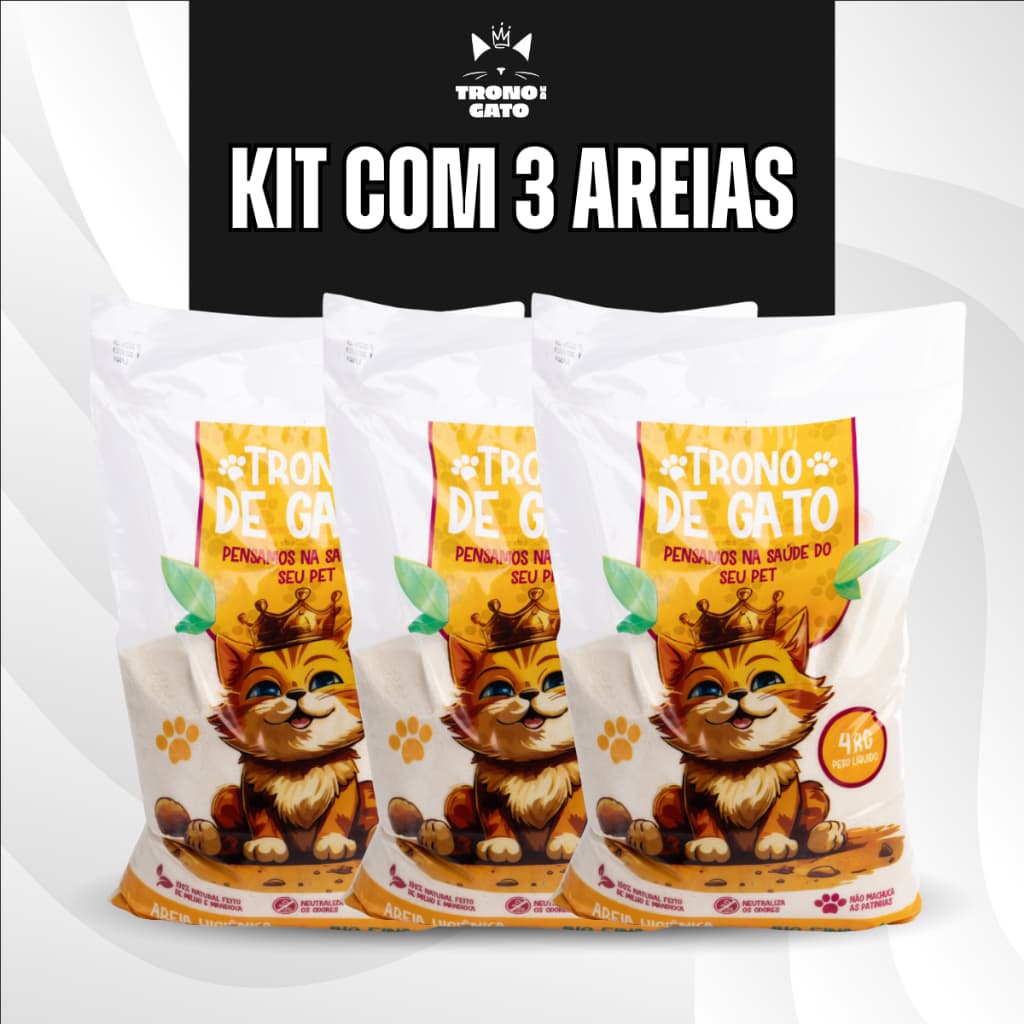 Kit 3 Areias Biodegradável Bio Fina