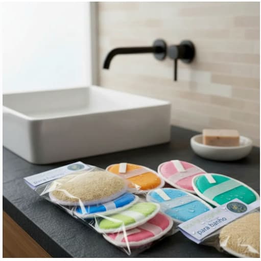 Buchas Vegetais de Banho Esfoliação Natural Intensa, Pele Mais Lisa e Renovada – Envio Imediato