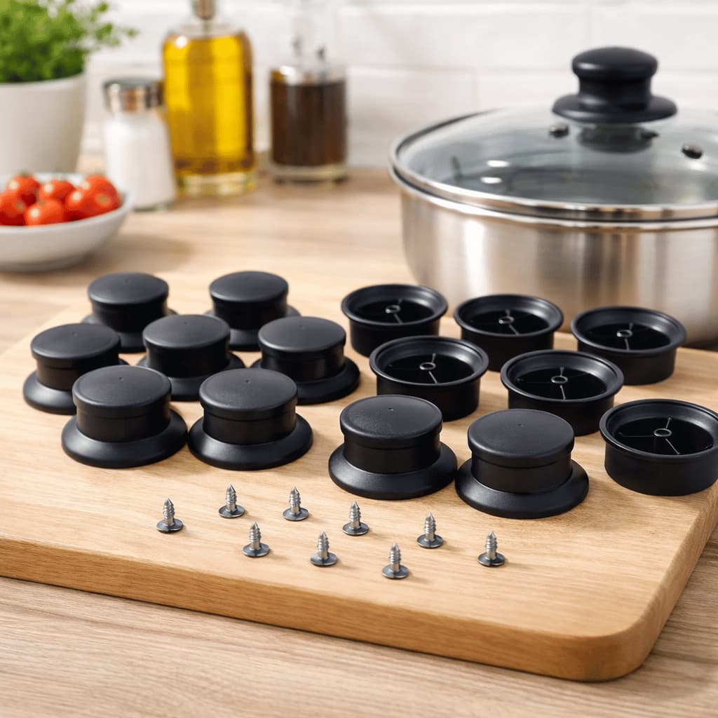 Kit Pomel Puxador de Tampa para Panela e Frigideira Universal, Resistente ao Calor Fácil Instalação