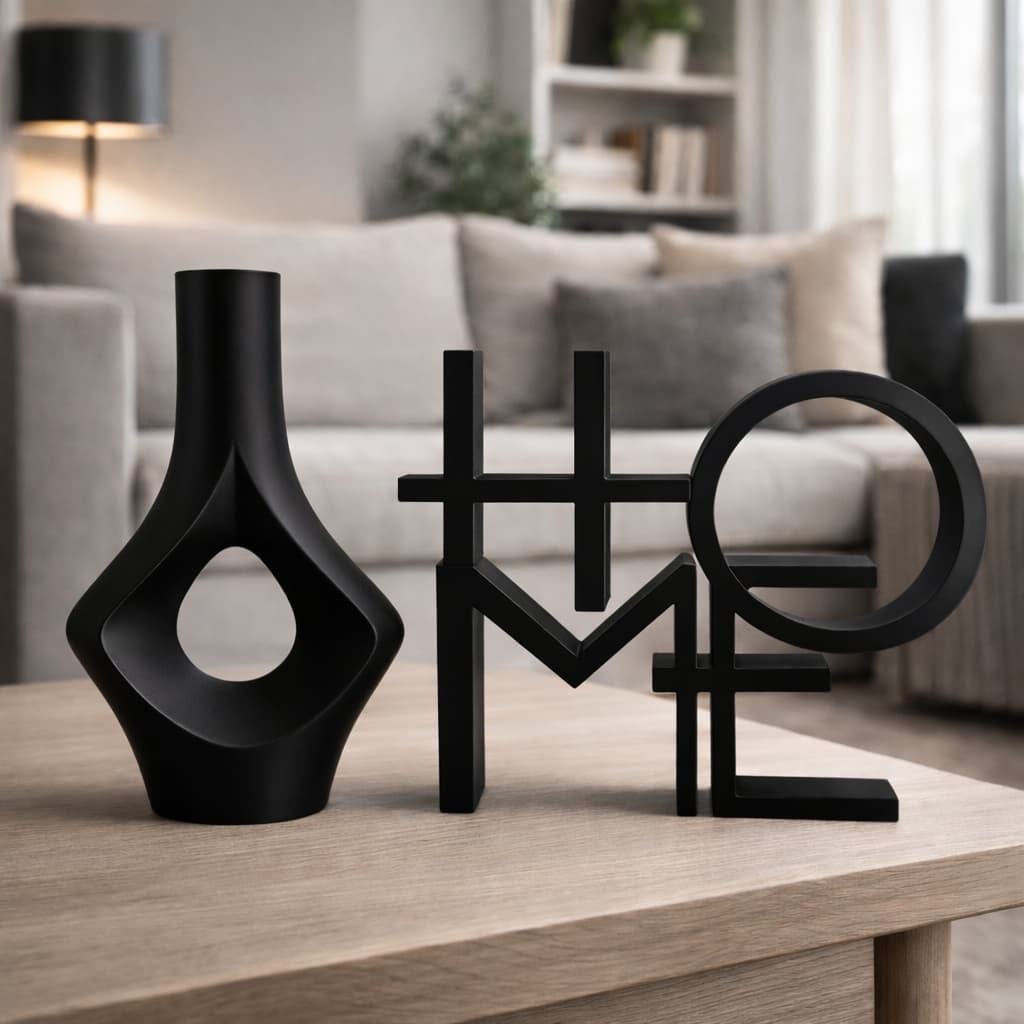 Kit Vaso Decorativo + Letreiro HOME |  Moderno para Sala e Quarto | Decoração para Mesa, Estante