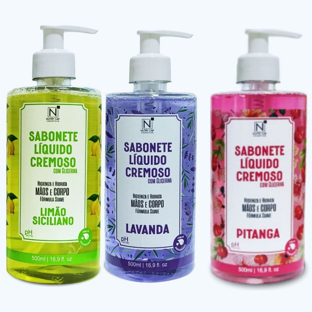 Kit 3 Unidades Sabonete Líquido Nutry Cap 500 ml