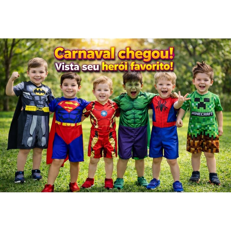Fantasia Infantil Herois Masculina Com Máscara Festa Escola Confortável  Envio Imediato