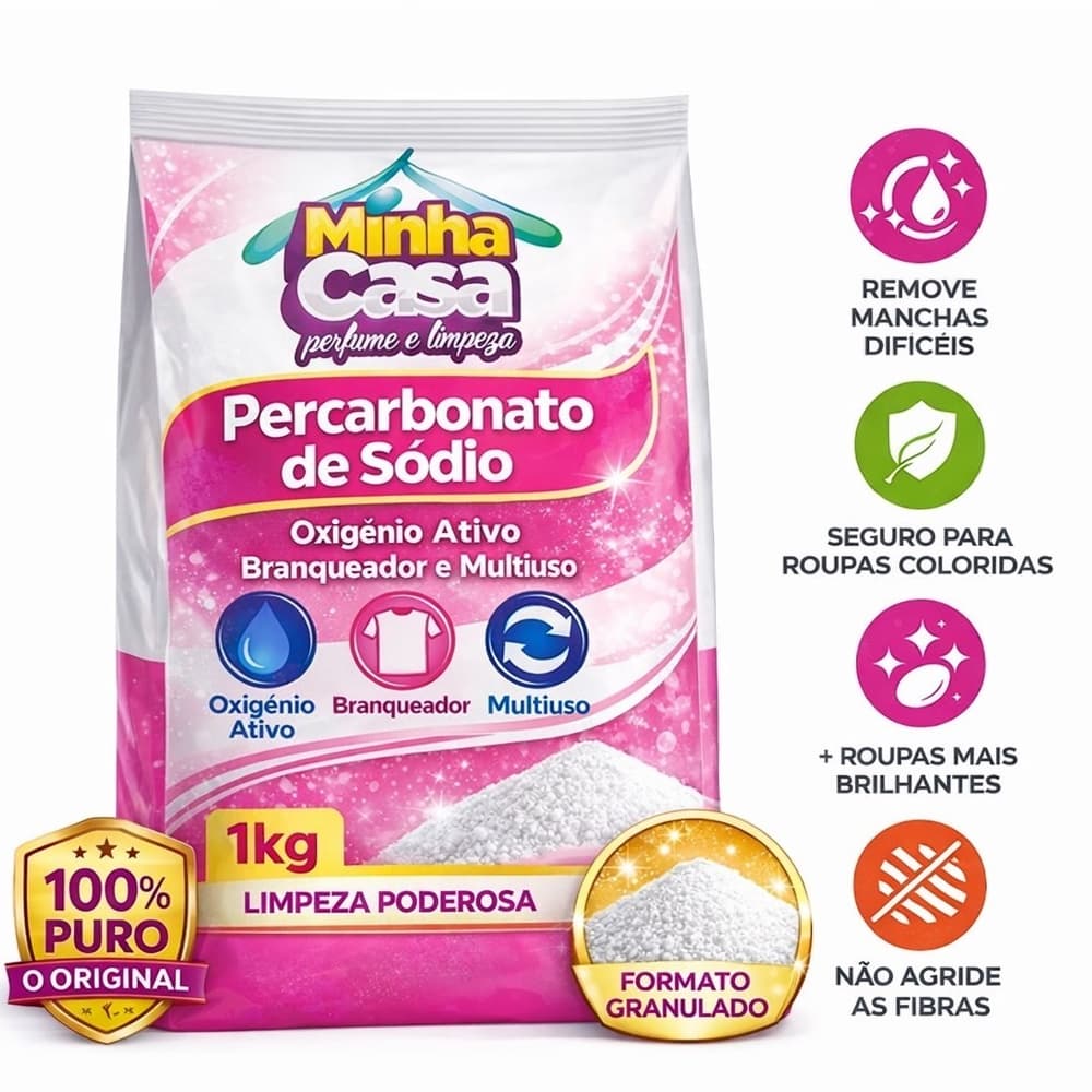 Percarbonato de Sódio 100% Puro | Tira Manchas Poderoso p/ Roupas Brancas e Coloridas