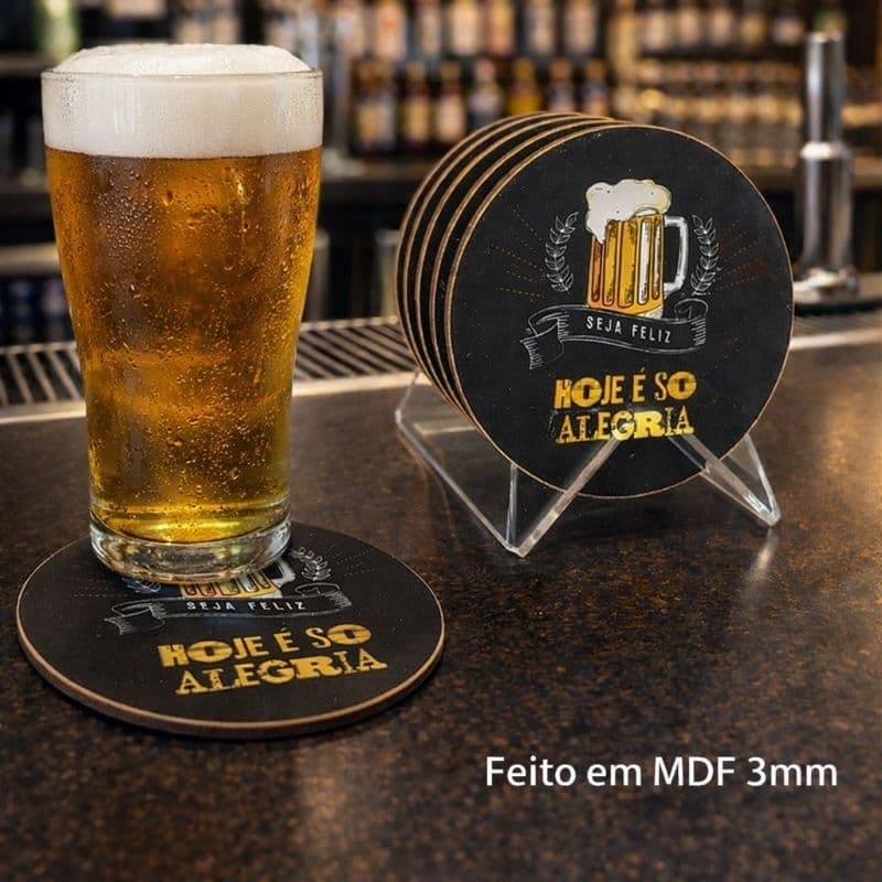 Porta Copo kit com 6 bolachas de 9cm e uma com base de acrílico para decoração