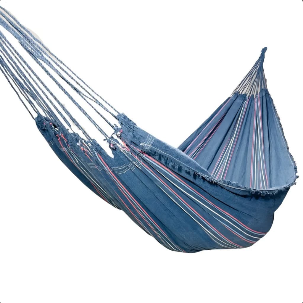 Rede de Dormir Descanso Solteiro Cinza Algodão Listras 150kg 3,10m x1,20m