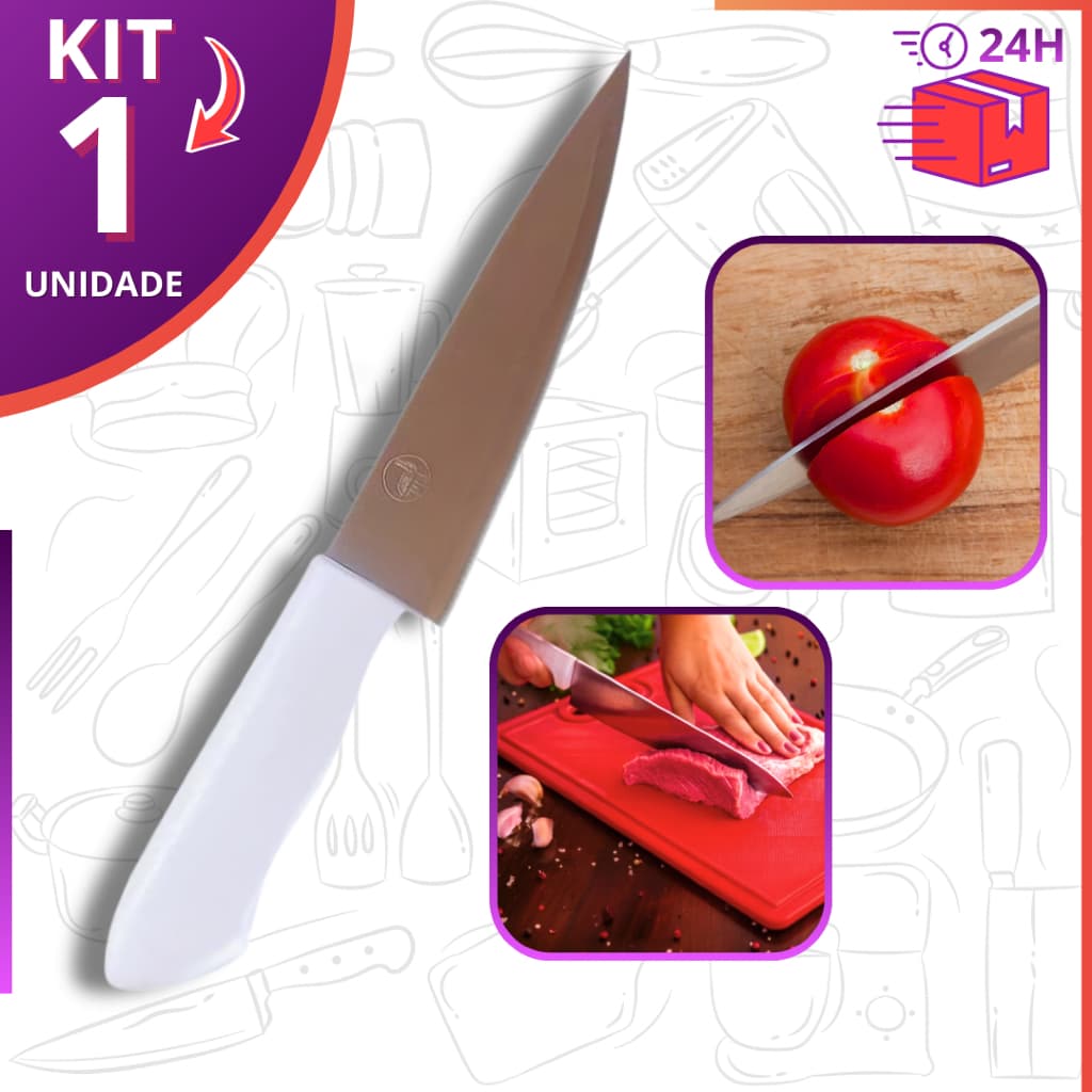 Faca Peixeira 6” Profissional Cabo Branco Anatômico Alta Resistência