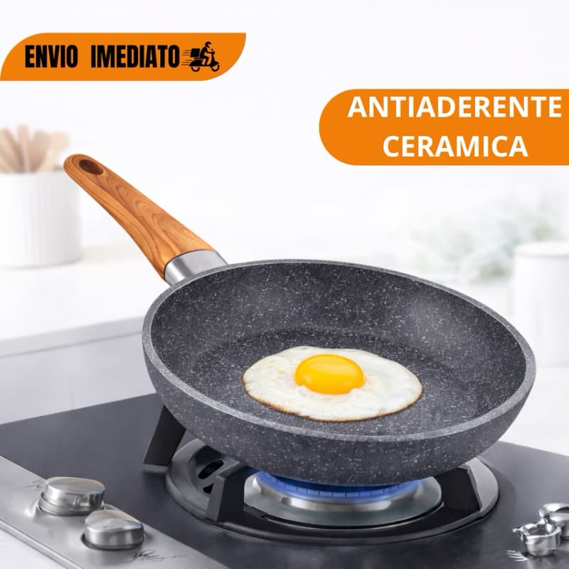 Frigideira Antiaderente de Cerâmica Não usa Óleo Cabo Resistente Cozinha Saudável Gás e Indução