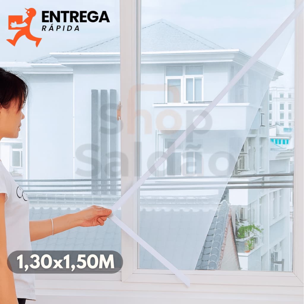 Kit 4, 3 ou 1 Tela Mosquiteiro Janela 130x150cm Removível Fita Dupla Face Tela Anti Mosquito Insetos