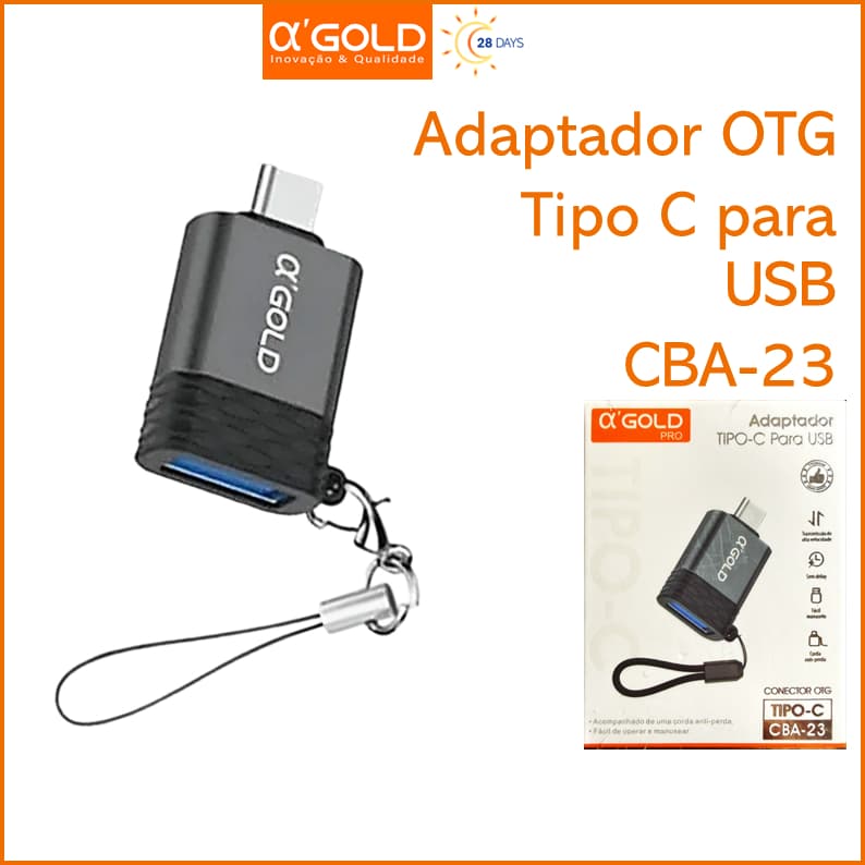 Adaptador OTG Tipo C para USB Transferência de dados A'GOLD CBA-23