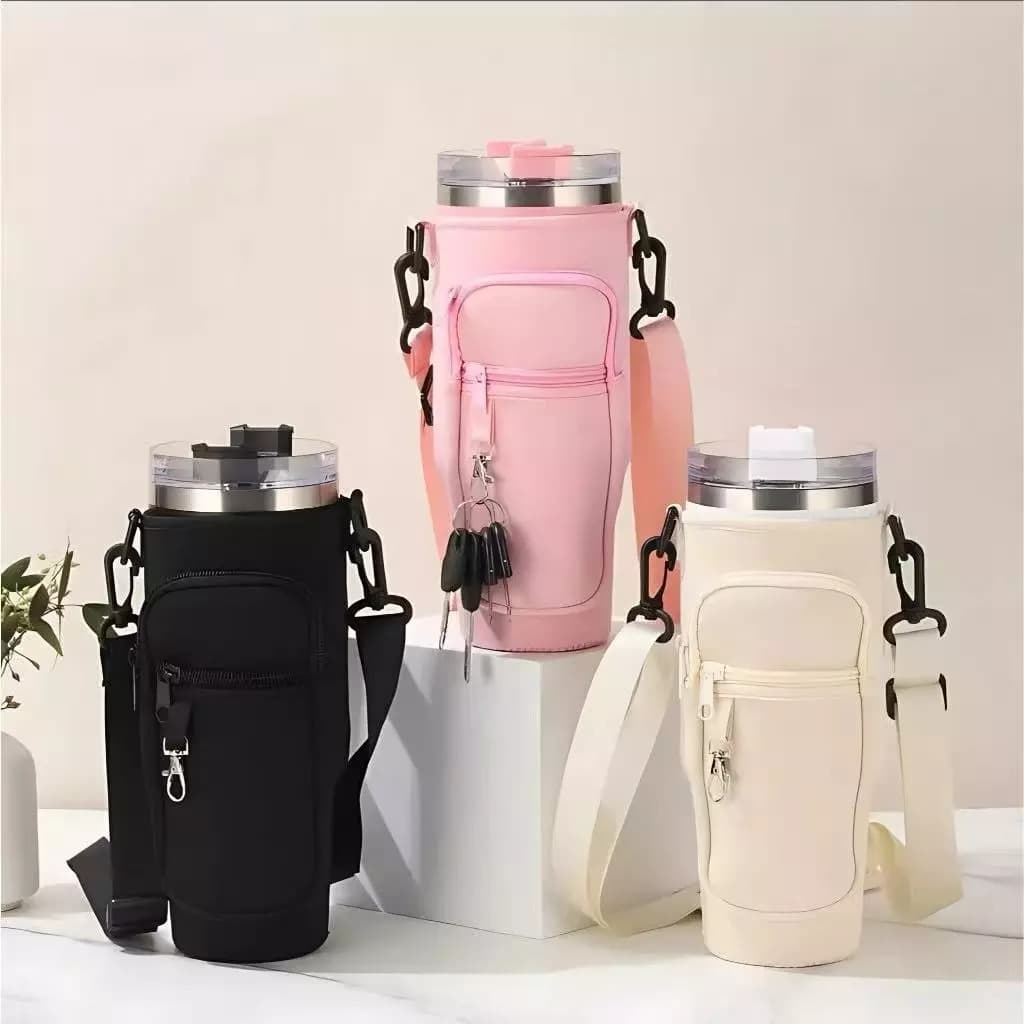 Bolsa Porta Garrafas De Água Compatível Com Copo 40oz 1,2 Litro Para Celular Chaveiro Com Alça De Ombro Ajustável  BWBT