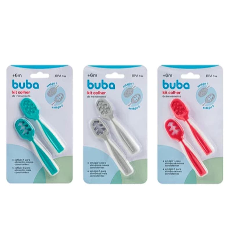 Colher Treinamento 2 Etapas ORIGINAL BUBA - Cinza, Verde ou Rosa