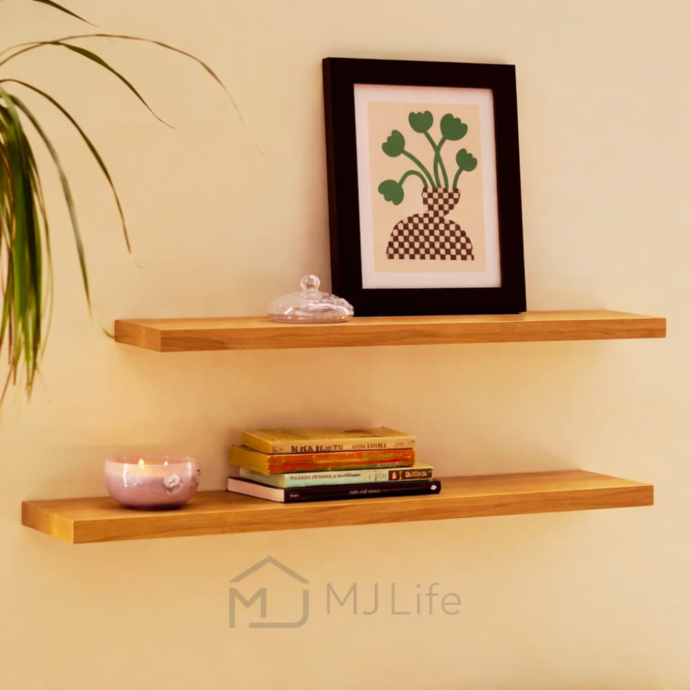 Prateleira de Parede Flutuante Invisível Madeira Pinus Decorativa Estilo Industrial Rústica 40cm 60cm