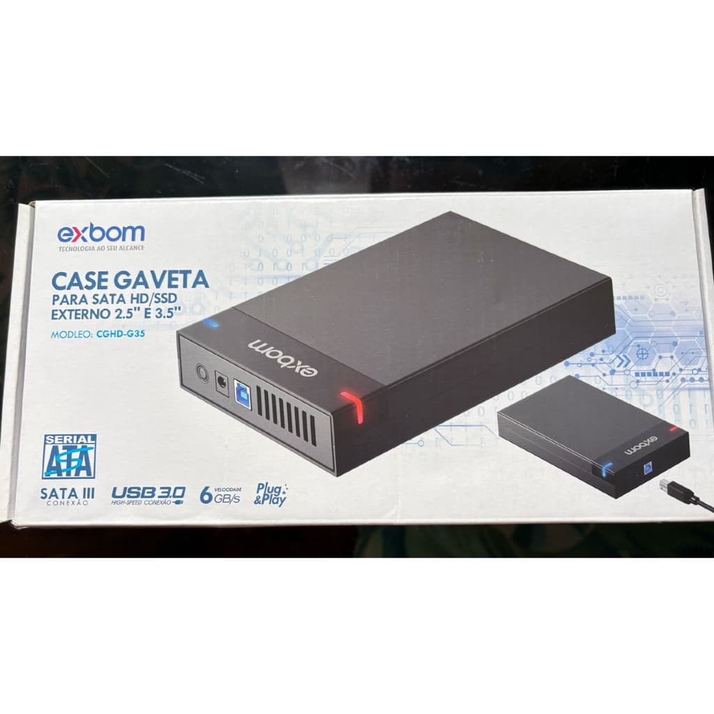 CASE GAVETA - EXBOM (para HD/SSD SATA) NOVO