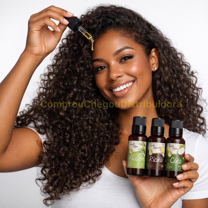 KIT 3 Óleos Cronograma Capilar Óleo de Coco + Ricino + Alecrim 60ml Tratamento
