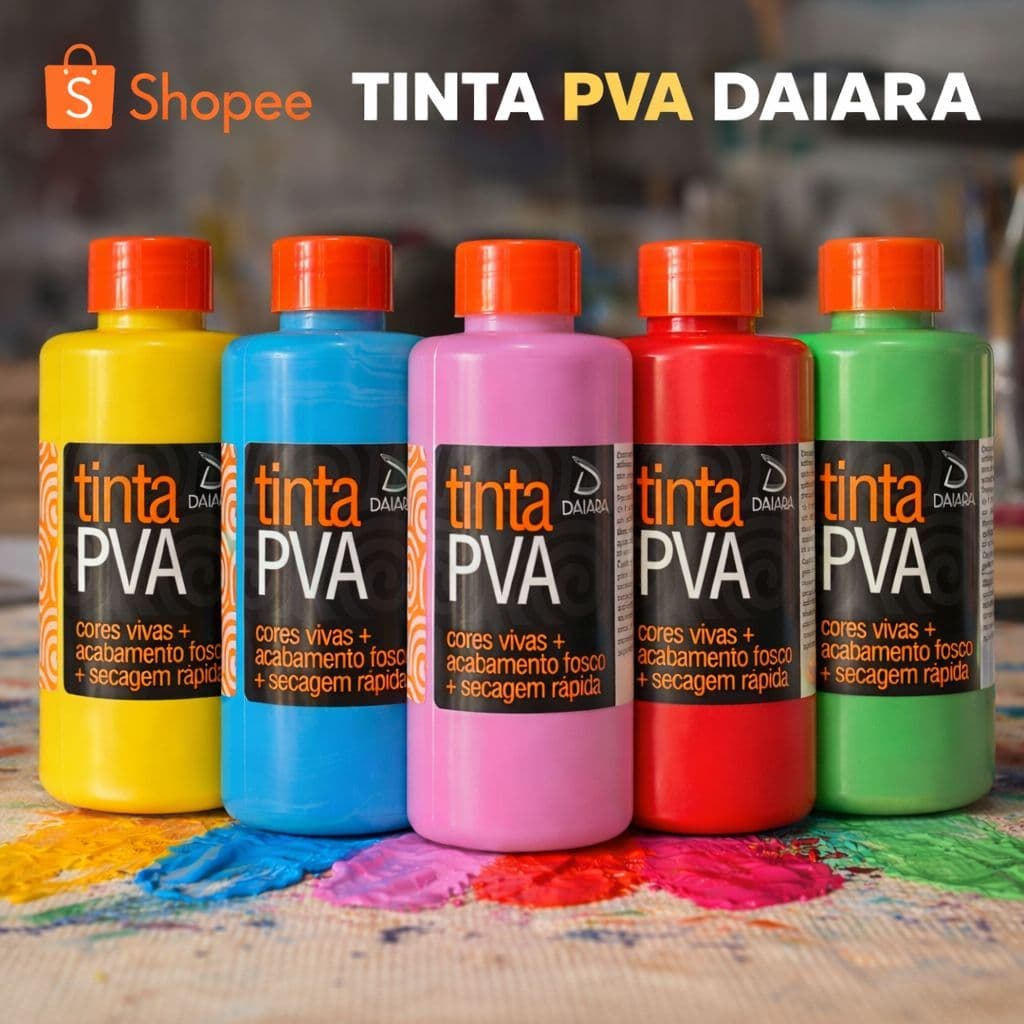 Tinta PVA 250ml-DAIARA para MDF, Madeira, Papelão Acabamento Fosco